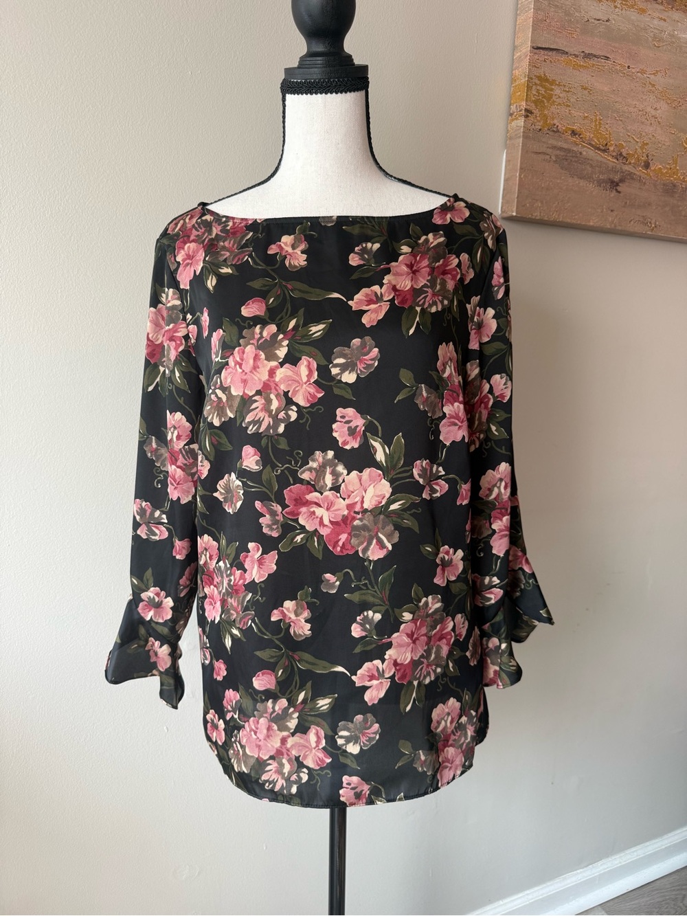 Y2K Era Lauren Ralph Lauren Romantic Floral Bell Sleeve Blouse | Medium